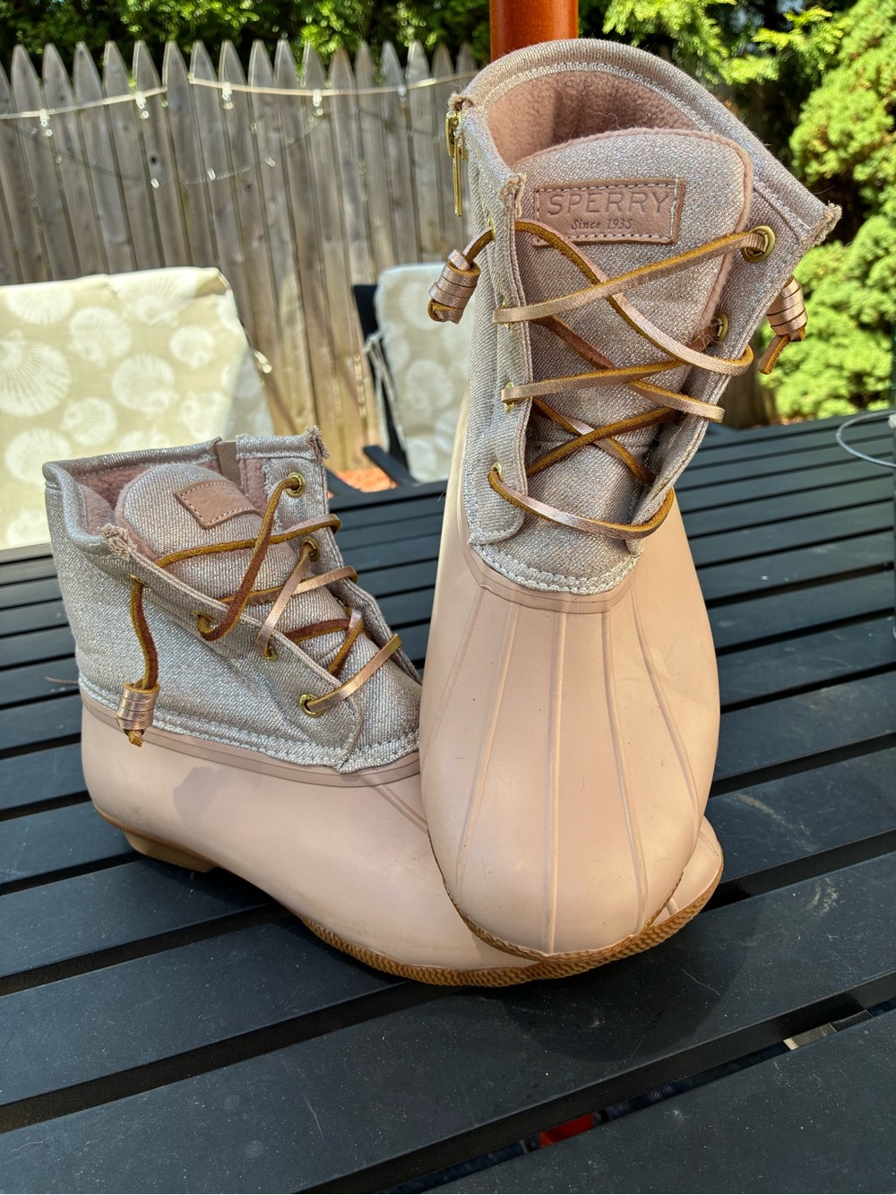 Sperry Women's Light Pink Waterproof Duck-Style Ankle Boots